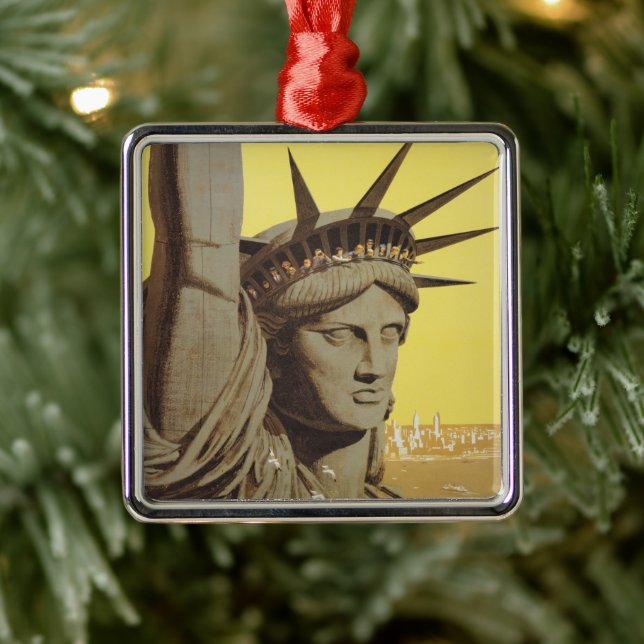 Reiseplakat für New York, United Air Lines Ornament Aus Metall (Baum)