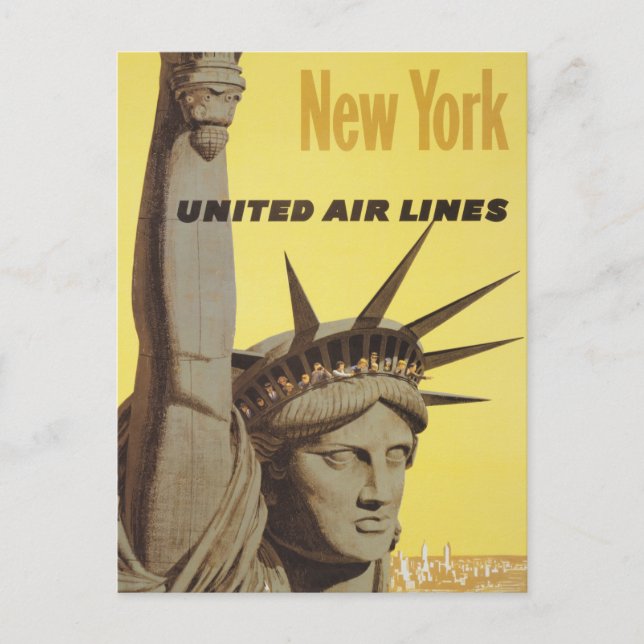 Reiseplakat für New York, United Air Lines Postkarte (Vorderseite)