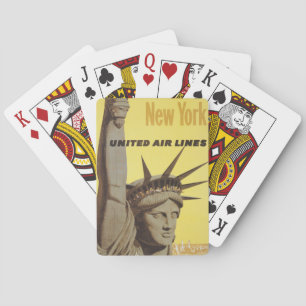 Reiseplakat für New York, United Air Lines Spielkarten