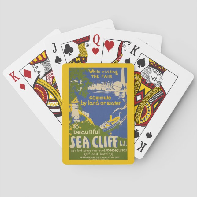 Reiseplakat für Sea Cliff, Long Island 2 Spielkarten (Rückseite)