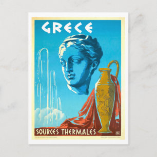 Reiseplakat für Thermalquellen, Griechenland, Postkarte