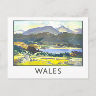 Reiseplakat für Wales im Vintage-Stil Postkarte