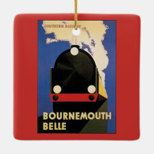 Reiseplakat im Vintage-Stil, Bournemouth Belle Zug Keramikornament