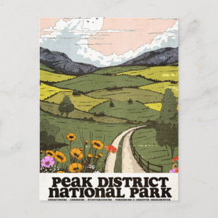 Reiseplakat im Vintage-Stil für den Peak-District- Feiertagspostkarte