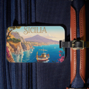 Reiseplakat im Vintage-Stil für Sizilien Italien Gepäckanhänger