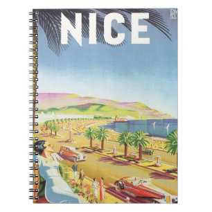 Reiseplakat im Vintage-Stil, Nizza, Frankreich Fra Notizblock