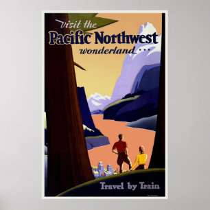 Reiseplakat im Vintage-Stil Pazifischer Nordwesten Poster
