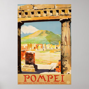 Reiseplakat Italien Pompeji Vintage Vesuv Poster