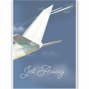 Reiseplakat Jet Away. Aufkleber