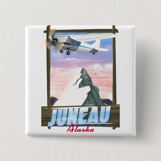 Reiseplakat Juneau Alaska Button (Vorderseite)