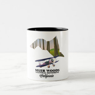 Reiseplakat Karte Muir Woods National Monument. Zweifarbige Tasse