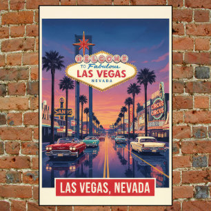 Reiseplakat Las Vegas aus den 1960er Jahren im Vin Poster
