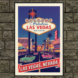 Reiseplakat Las Vegas aus den 1960er Jahren im Vin Poster