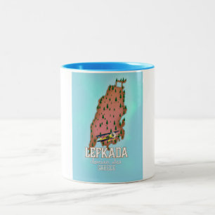 Reiseplakat Lefkas Griechenland Zweifarbige Tasse