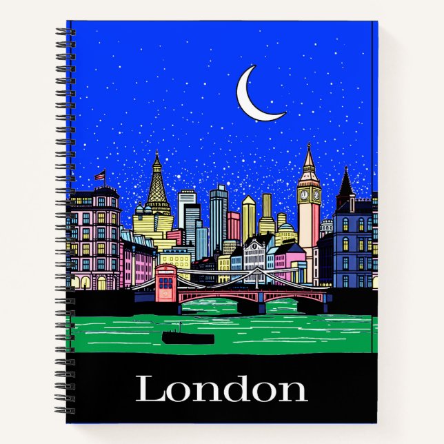 Reiseplakat London by Night Journal Notizbuch (Vorderseite)