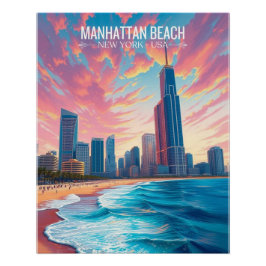 Reiseplakat | Manhattan Beach Wandkunst Heimdekora Poster