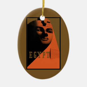 Reiseplakat mit Sphinx, Ägypten, Afrika im Vintage Keramik Ornament