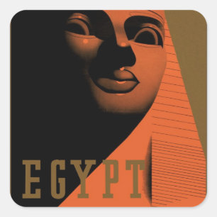 Reiseplakat mit Sphinx, Ägypten, Afrika Quadratischer Aufkleber