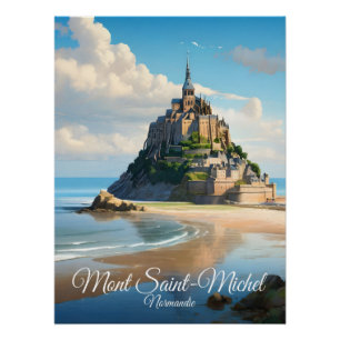 Reiseplakat Mont Saint Michel Normandie Frankreich Poster