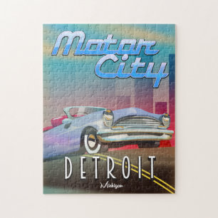 Reiseplakat Motor City Detroit Michigan.