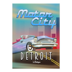 Reiseplakat Motor City Detroit Michigan. Fotodruck