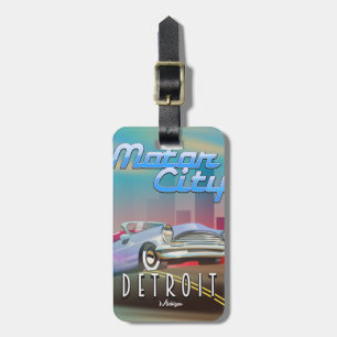 Reiseplakat Motor City Detroit Michigan. Gepäckanhänger