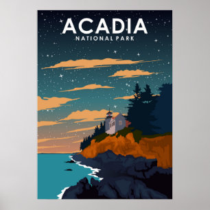 Reiseplakat Nationalpark Acadia im Vintage-Stil Poster