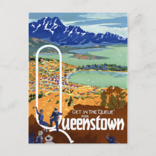 Reiseplakat Neuseeland Queenstown Vintage Postkarte