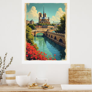 Reiseplakat Notre Dame, Frankreich, Poster