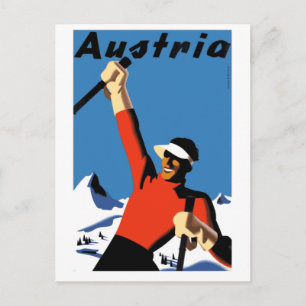 Reiseplakat Österreich Skigebiet Vintage Postkarte