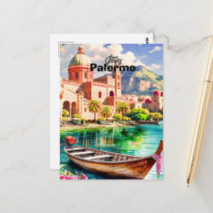 Reiseplakat Palermo Italien, Stadtansicht Sizilien Postkarte