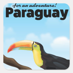 Reiseplakat Paraguays Toucan Quadratischer Aufkleber