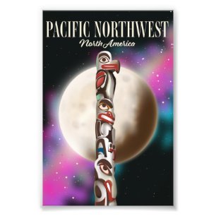 Reiseplakat Pazifischer Nordwesten Totempfahl Fotodruck