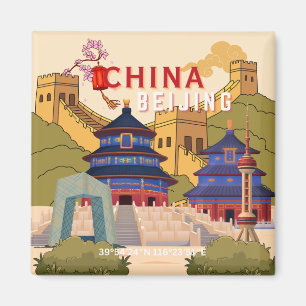 Reiseplakat Peking China   Asiatische Stadt-Wandku Magnet