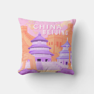 Reiseplakat Peking China Rosa & Lavendel Kunst Kissen
