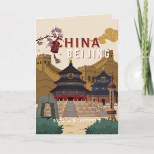 Reiseplakat Peking China Vintage-Illustration Karte