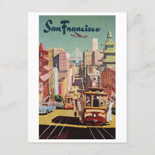 Reiseplakat-Postkarte im Vintage-Stil von San Fran Postkarte
