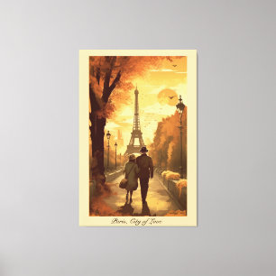 Reiseplakat, Romantik in Paris individuell anpassb Leinwanddruck