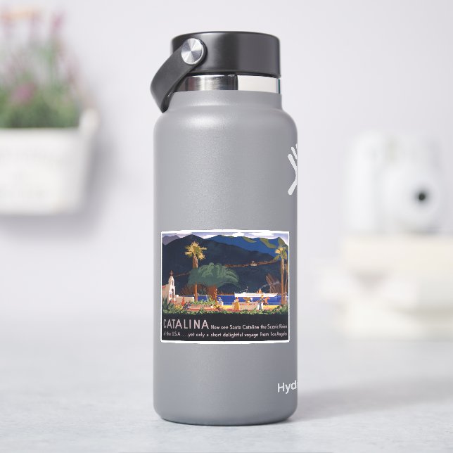 Reiseplakat - Santa Catalina Island, Kalifornien Aufkleber (HydroFlask)