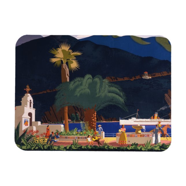 Reiseplakat - Santa Catalina Island, Kalifornien Magnet (Horizontal)