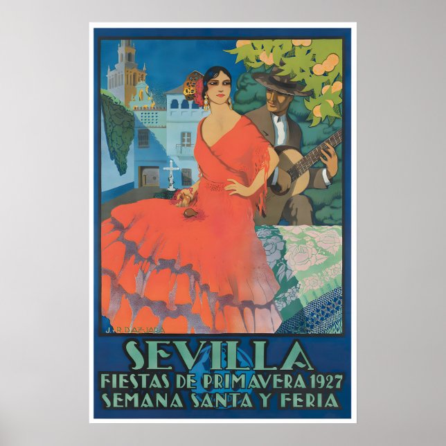 Reiseplakat Sevilla Spanien Spanisches Geschenk Fe Poster (Vorne)