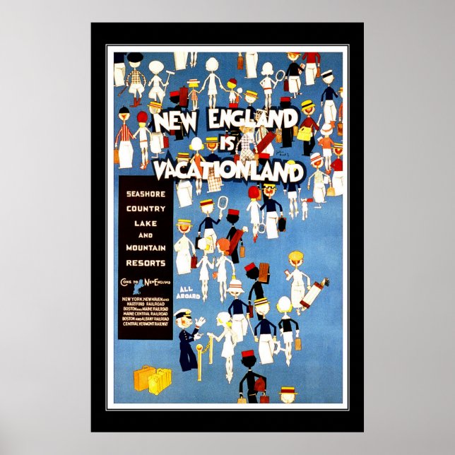 Reiseplakat Vintag Neuengland Urlaub Poster (Vorne)
