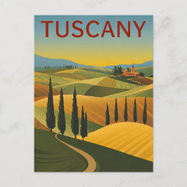 Reiseplakat Vintage Toskana Italien Hügel Postkarte