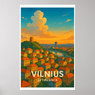 Reiseplakat Vintage Vilnius Litauen Poster