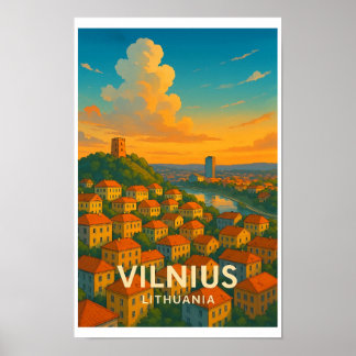 Reiseplakat Vintage Vilnius Litauen Poster