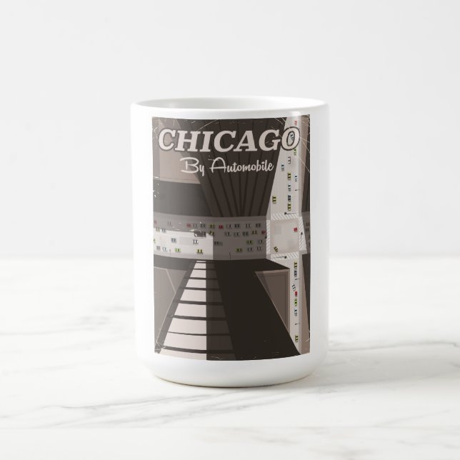 Reiseplakat von Chicago City Kaffeetasse (Mittel)