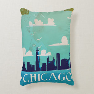 Reiseplakat von Chicago Zierkissen