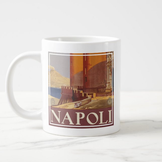 Reiseplakat von Vesuv und der Bucht von Neapel Jumbo-Tasse (Links)