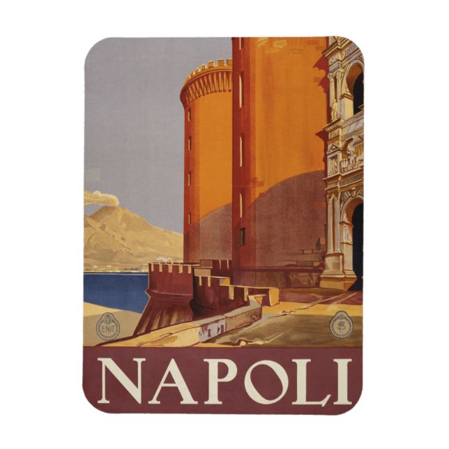 Reiseplakat von Vesuv und der Bucht von Neapel Magnet (Vertikal)