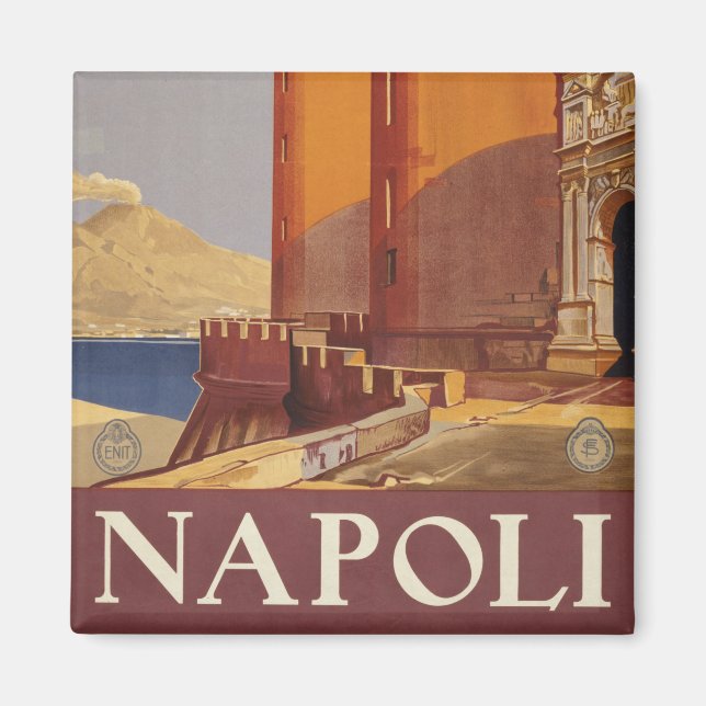 Reiseplakat von Vesuv und der Bucht von Neapel Magnet (Vorne)